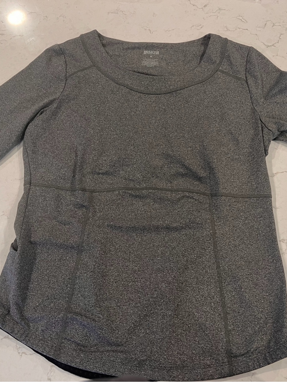 Duluth Trading Co Gray Heather Scoop-Neck Active Long Sleeve Top